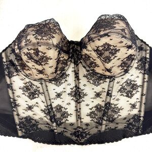 Lady Marlene Elegant Black and Nude Lace Bustier